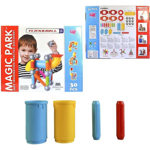 Magnetyczna klocki konstrukcyjne 30 elementów tor kulkowy Click and Roll