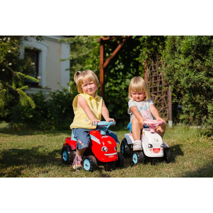 FALK Jeździk traktor Go Farm czerwony z kierownicą i przyczepą platformową