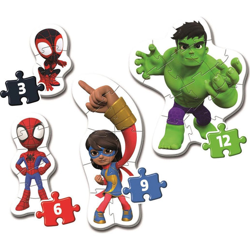 Moje pierwsze puzzle 3, 6, 9 i 12 elementów Spidey Marvel - Spidey i Super-Kumple
