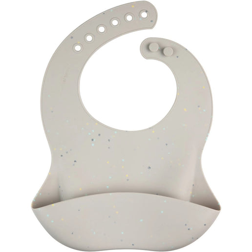 Silikonowy śliniak z kieszonką Dots szary