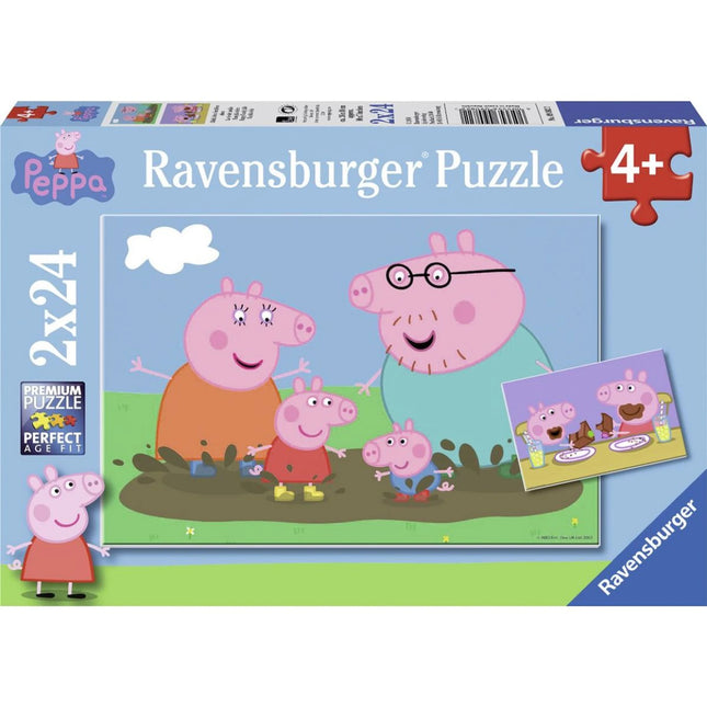 Ravensburger Puzzle: Świnka Peppa Szczęśliwa rodzina 2 x 24 elementy