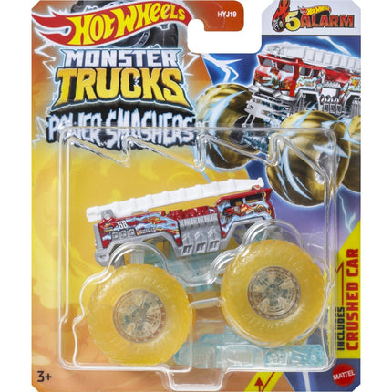 Hot Wheels Monster Trucks Power Smashers Truck strażacki żółte koła