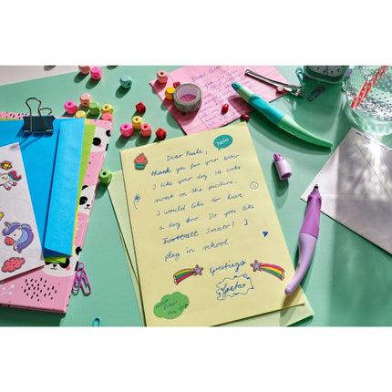 STABILO EASY original Pastel Ergonomiczny roller dla leworęcznych zielony w tym nabój z niebieskim ścieralnym atramentem