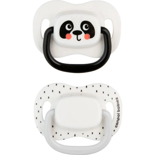 Zestaw symetrycznych silikonowych smoczków BabiesBoo 18m+ 2 szt. biały