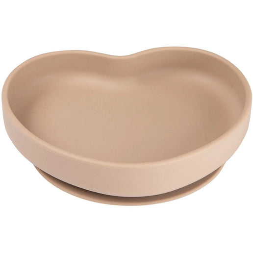 Silikonowy talerz z przyssawką serce beżowy